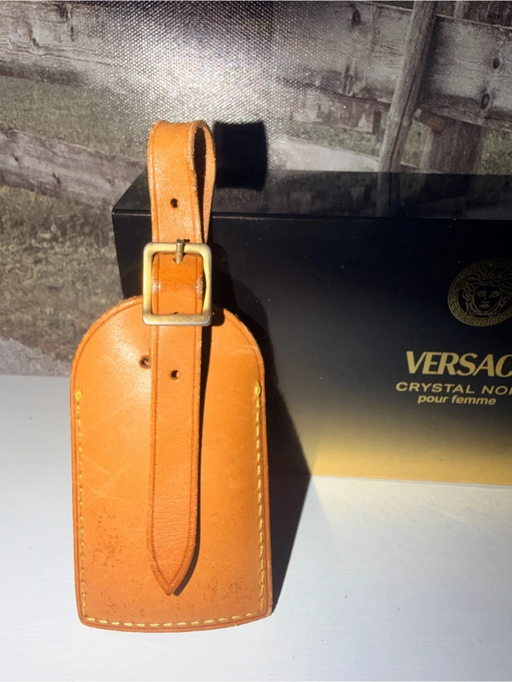 Louis Vuitton Orange Leather Luggage Tag